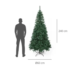 Árbol de navidad 1250 ramas + base cruzada verde Ø60x240 cm