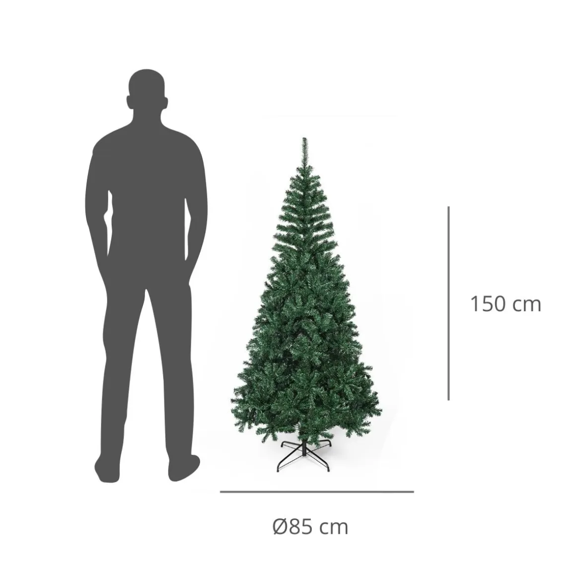 Árbol de navidad 400 ramas + base cruzada verde Ø85x150 cm