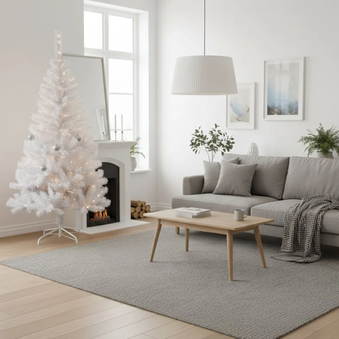 Árbol de navidad 400 ramas + base cruzada blanco Ø35x150 cm