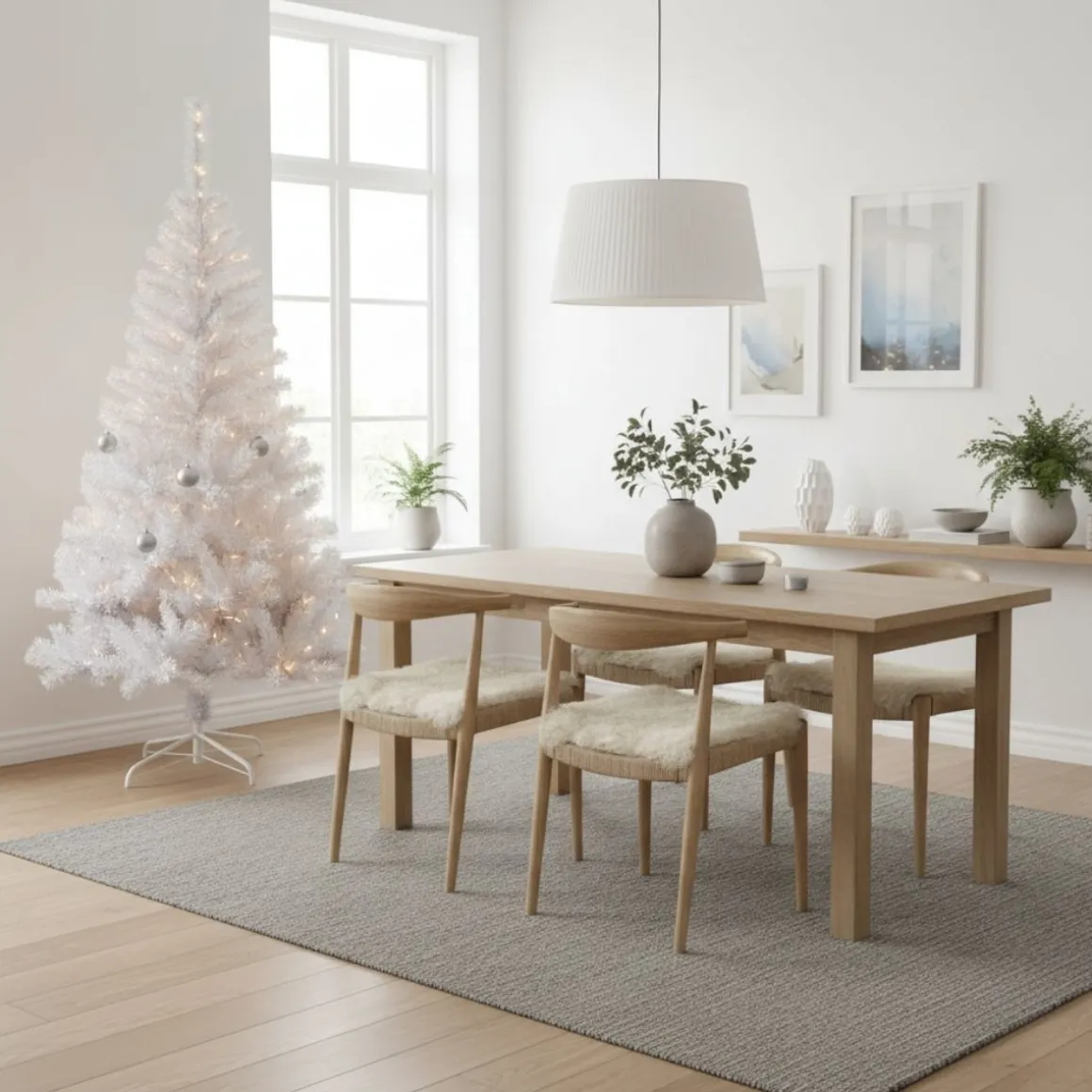 Árbol de navidad 400 ramas + base cruzada blanco Ø35x150 cm