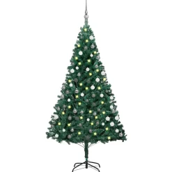 Árbol de Navidad 930 ramas 150 LEDs con decoraciones verde
