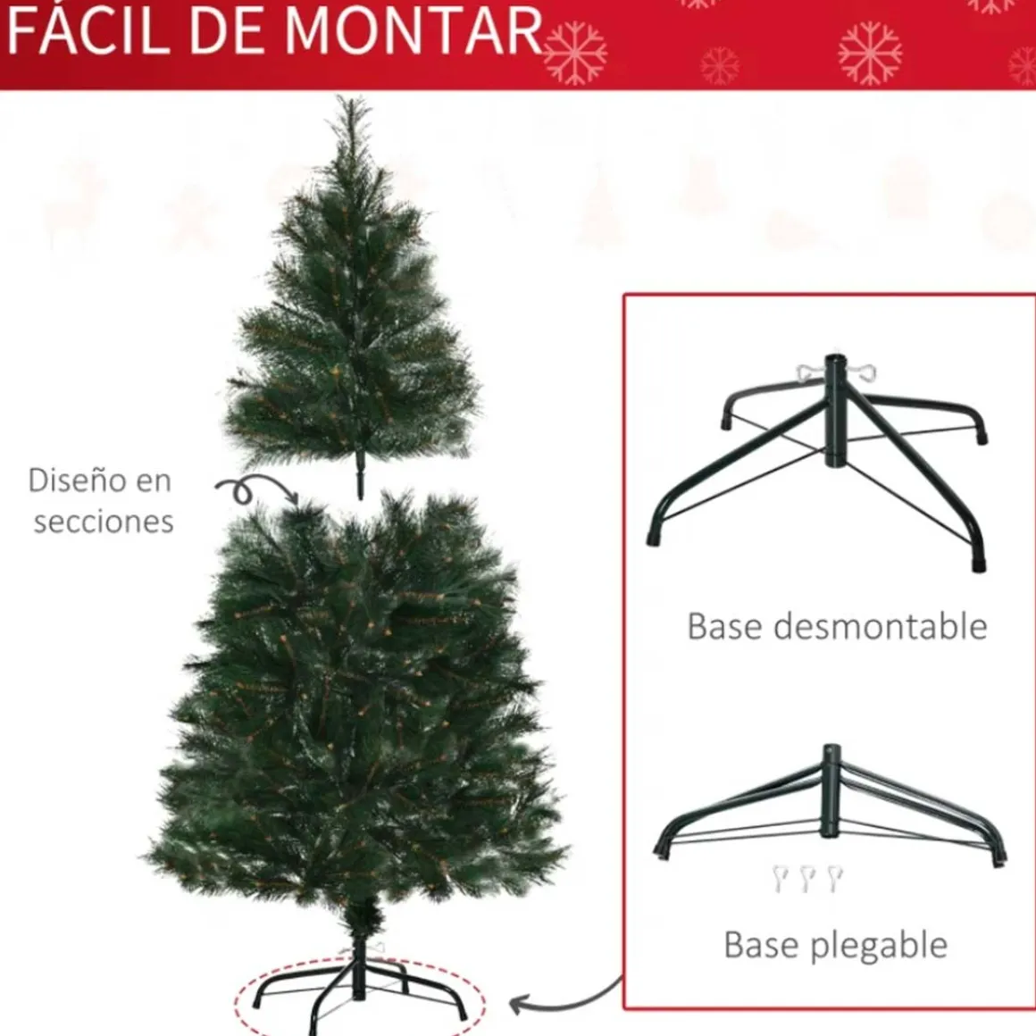 Árbol de Navidad artificial Homcom 219 ramas verde 150 cm