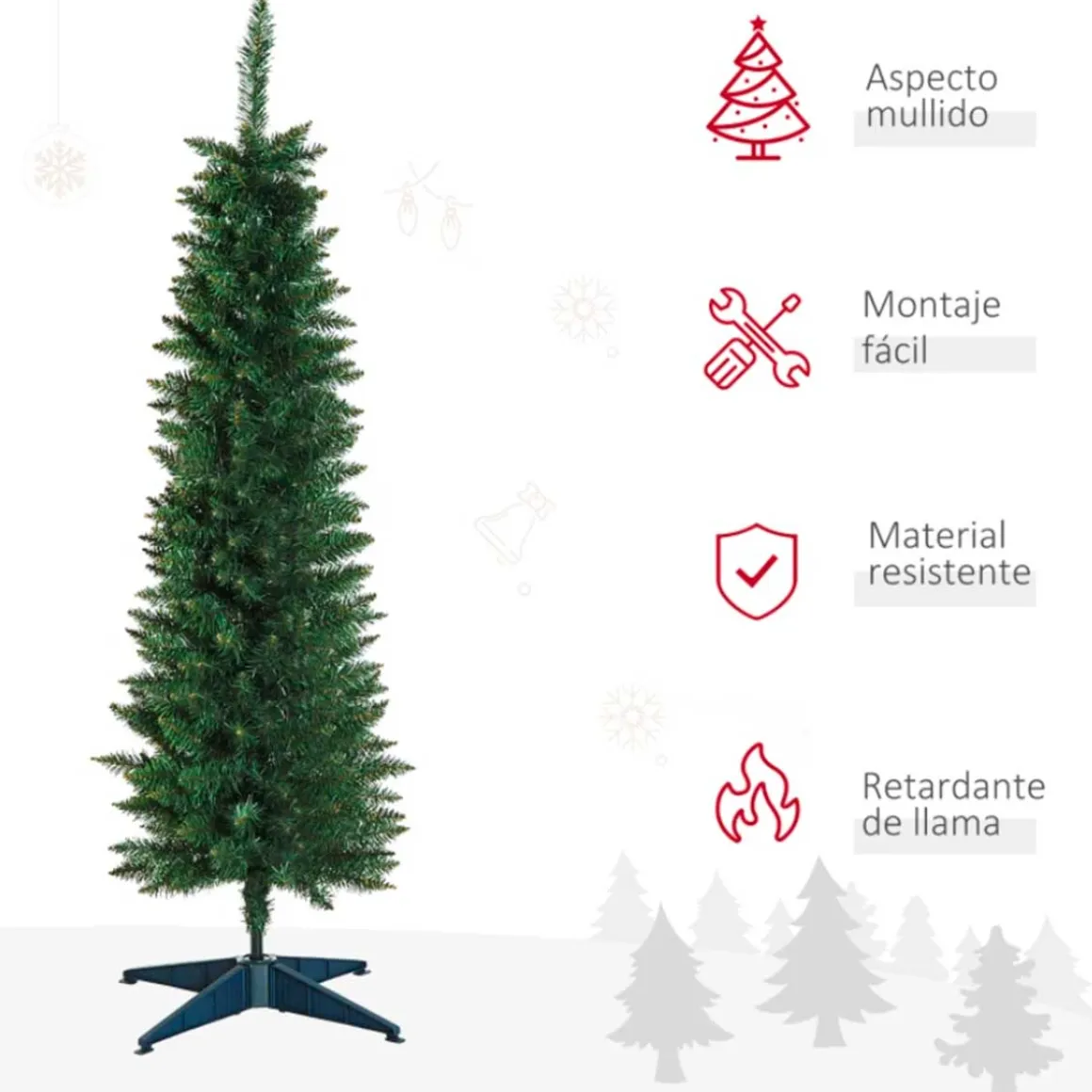 Árbol de Navidad artificial Homcom 294 ramas con soporte verde 150 cm