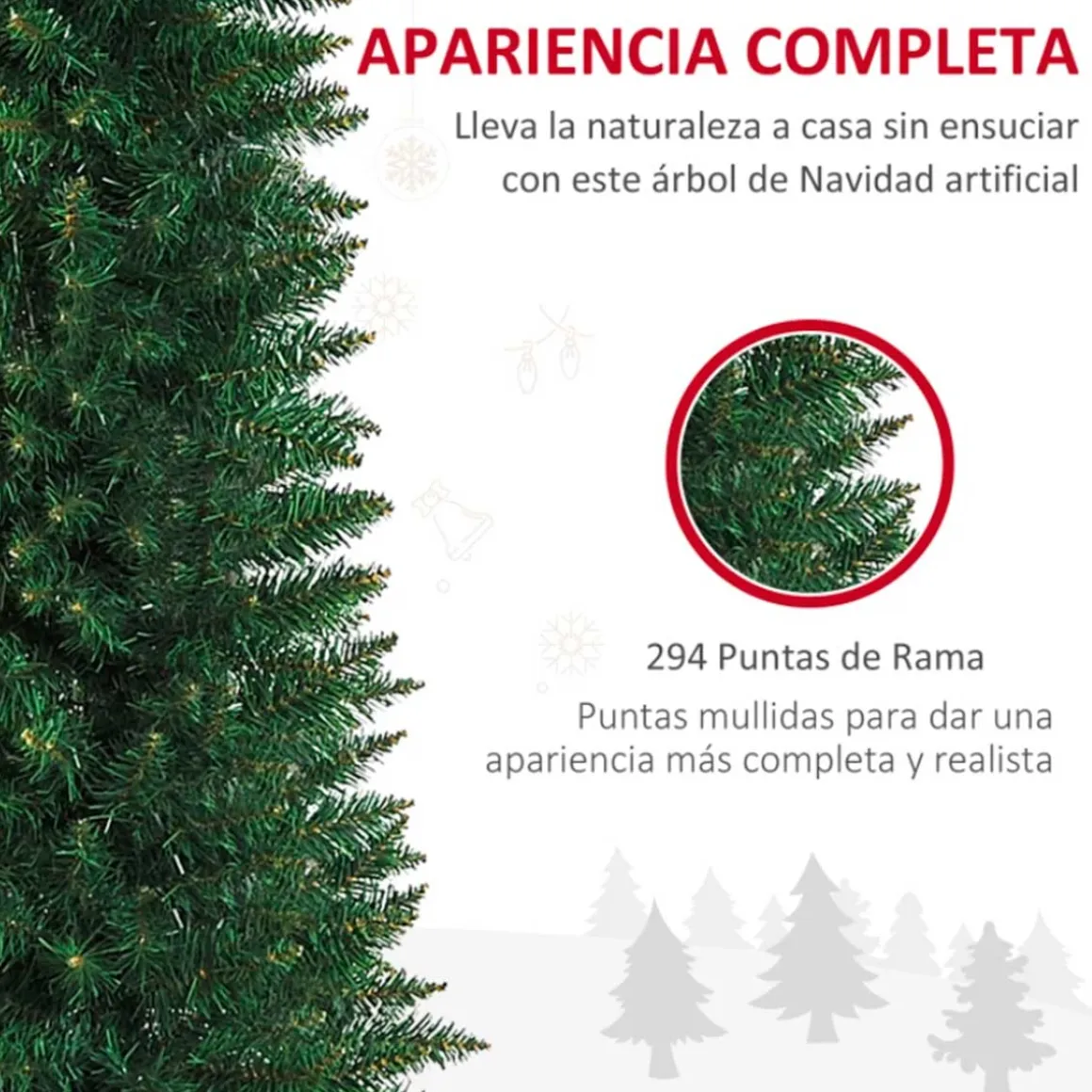 Árbol de Navidad artificial Homcom 294 ramas con soporte verde 150 cm