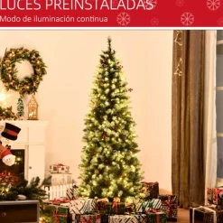 Árbol de Navidad artificial Homcom 618 ramas 300 luces LED verde 180 cm