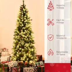 Árbol de Navidad artificial Homcom 618 ramas 300 luces LED verde 180 cm