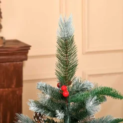 Árbol de Navidad artificial Homcom 266 ramas 27 piñas 27 bayas verde 120 cm