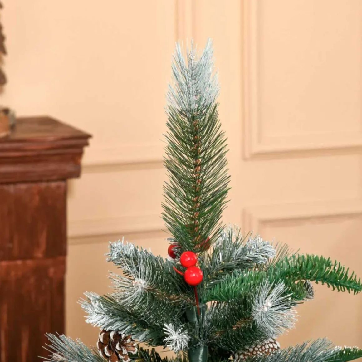 Árbol de Navidad artificial Homcom 266 ramas 27 piñas 27 bayas verde 120 cm