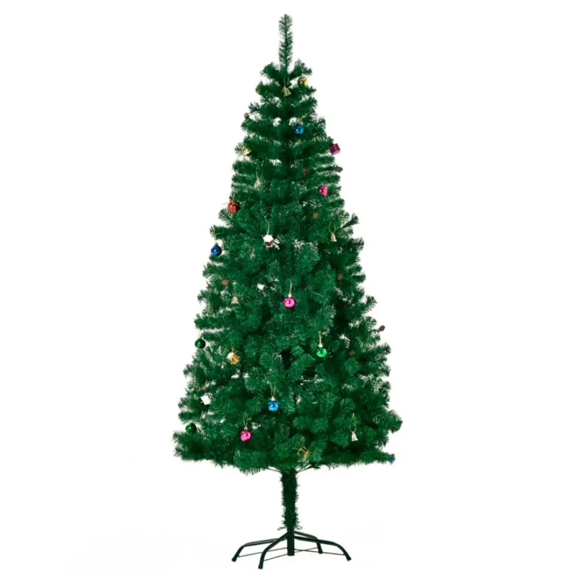 Árbol de Navidad artificial Homcom 624 ramas con adornos verde 180 cm