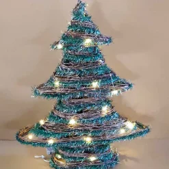 Árbol de Navidad con 30 luces LED cálidas natural/verde 50x40x9 cm