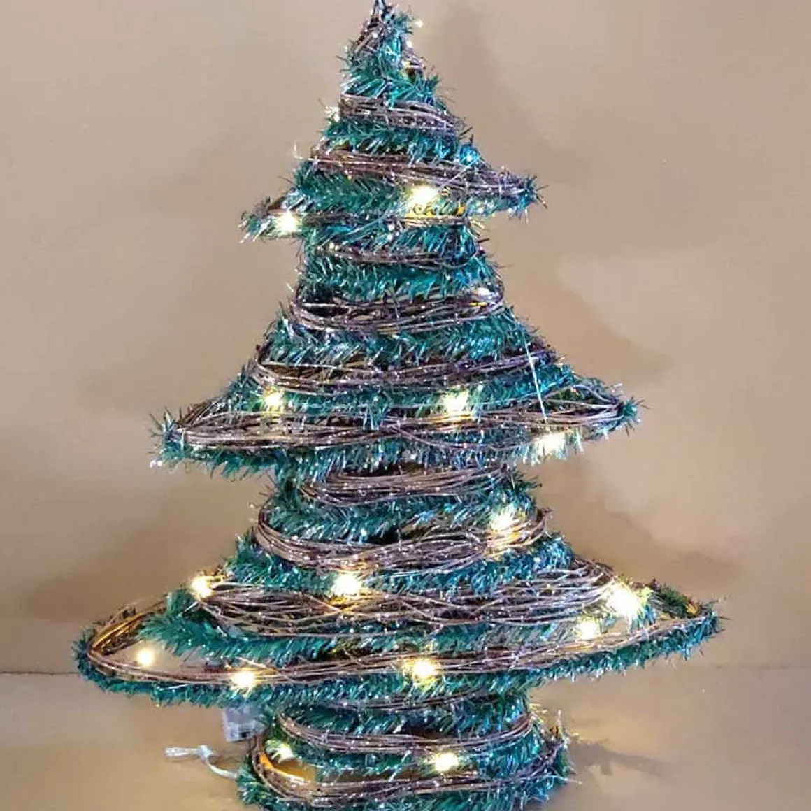Árbol de Navidad con 30 luces LED cálidas natural/verde 50x40x9 cm