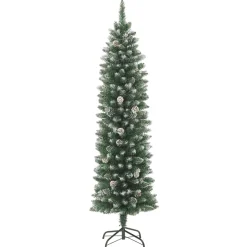 Árbol de Navidad con decoraciones efecto nevado verde/blanco