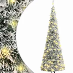 Árbol de Navidad desplegable efecto nevado con 200 LEDs blanco