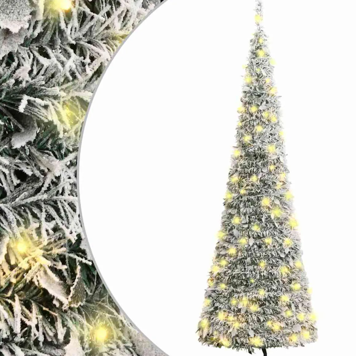 Árbol de Navidad desplegable efecto nevado con 200 LEDs blanco