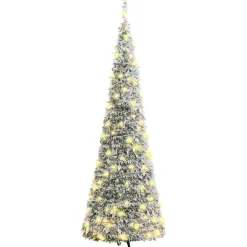 Árbol de Navidad desplegable efecto nevado con 200 LEDs blanco