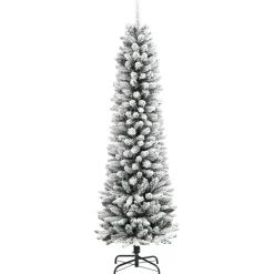 Árbol de Navidad diseño Slim con efecto nevado verde/blanco