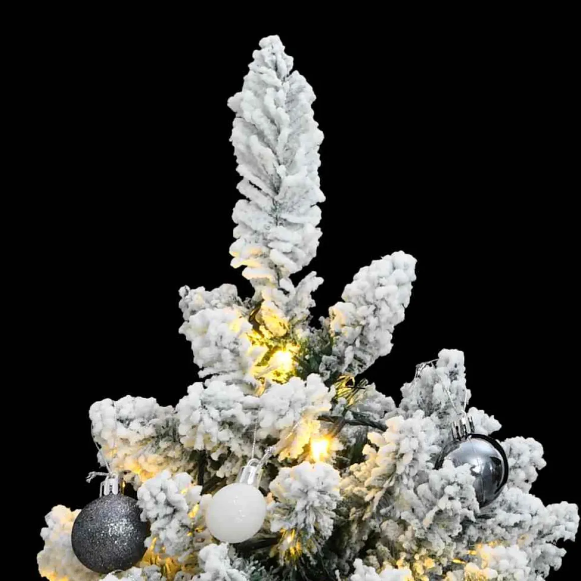 Árbol de Navidad efecto nevado 530 ramas 150 LEDs y decoraciones verde 150 cm