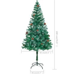 Árbol de Navidad glaseado con piñas 540 ramas verde 180 cm