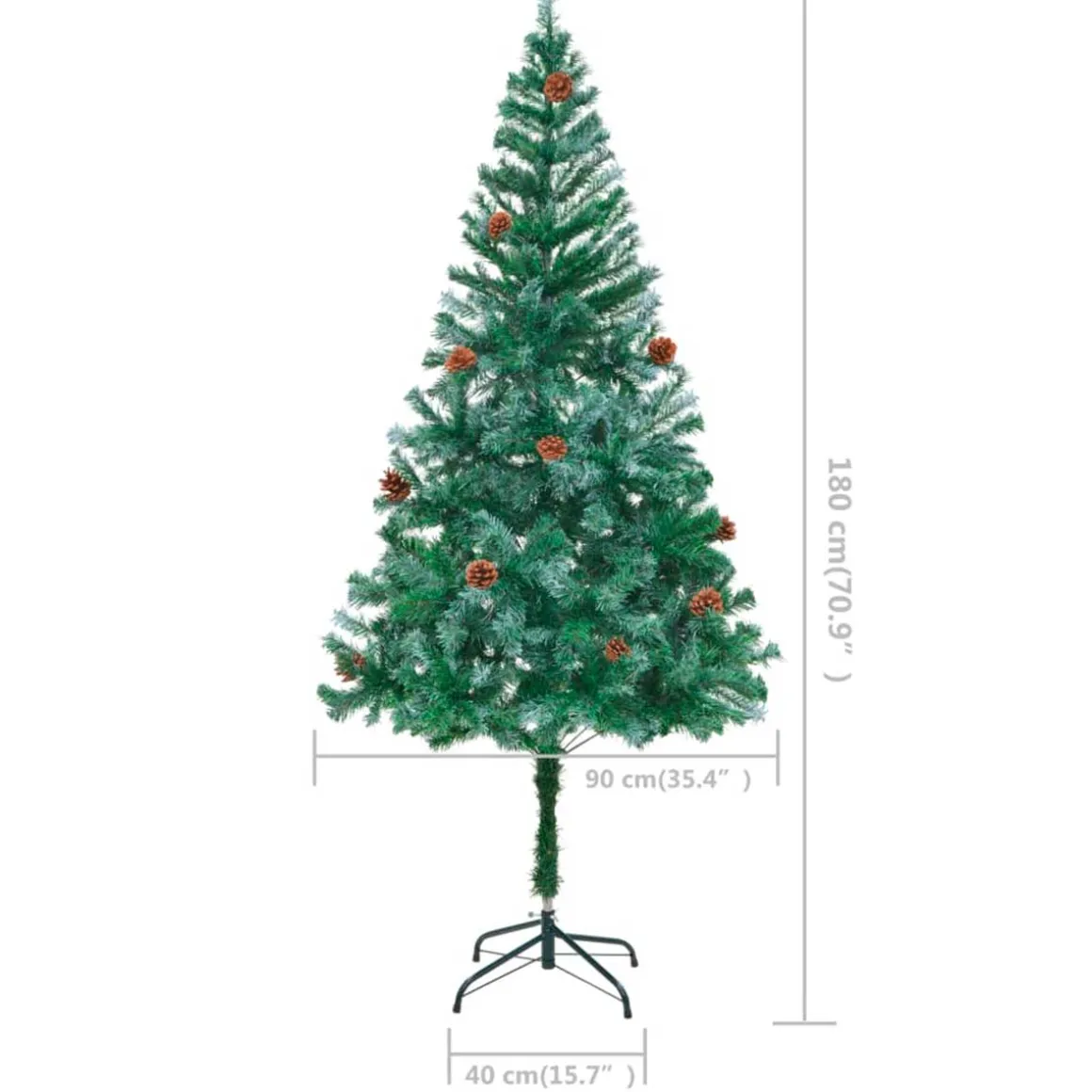 Árbol de Navidad glaseado con piñas 540 ramas verde 180 cm