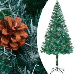 Árbol de Navidad glaseado con piñas 540 ramas verde 180 cm