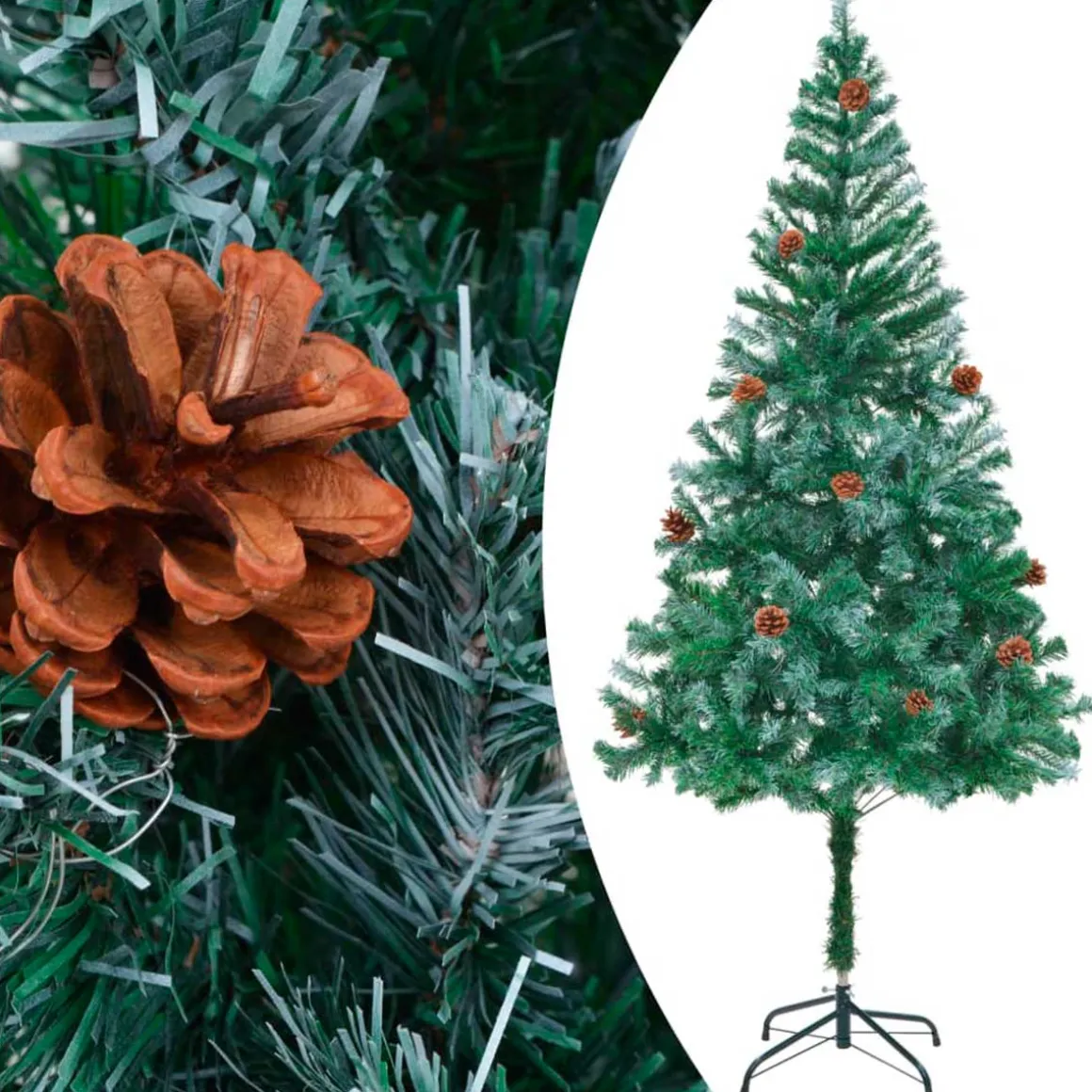Árbol de Navidad glaseado con piñas 540 ramas verde 180 cm