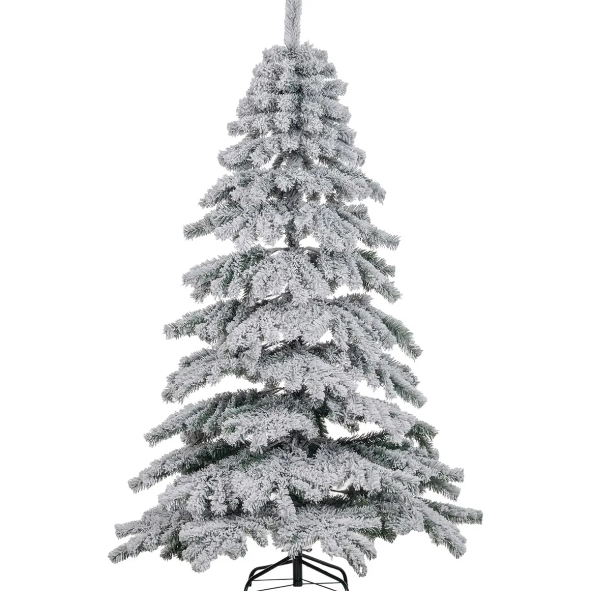 Árbol de Navidad Homcom 627 ramas efecto nevado verde/blanco Ø116x180 cm