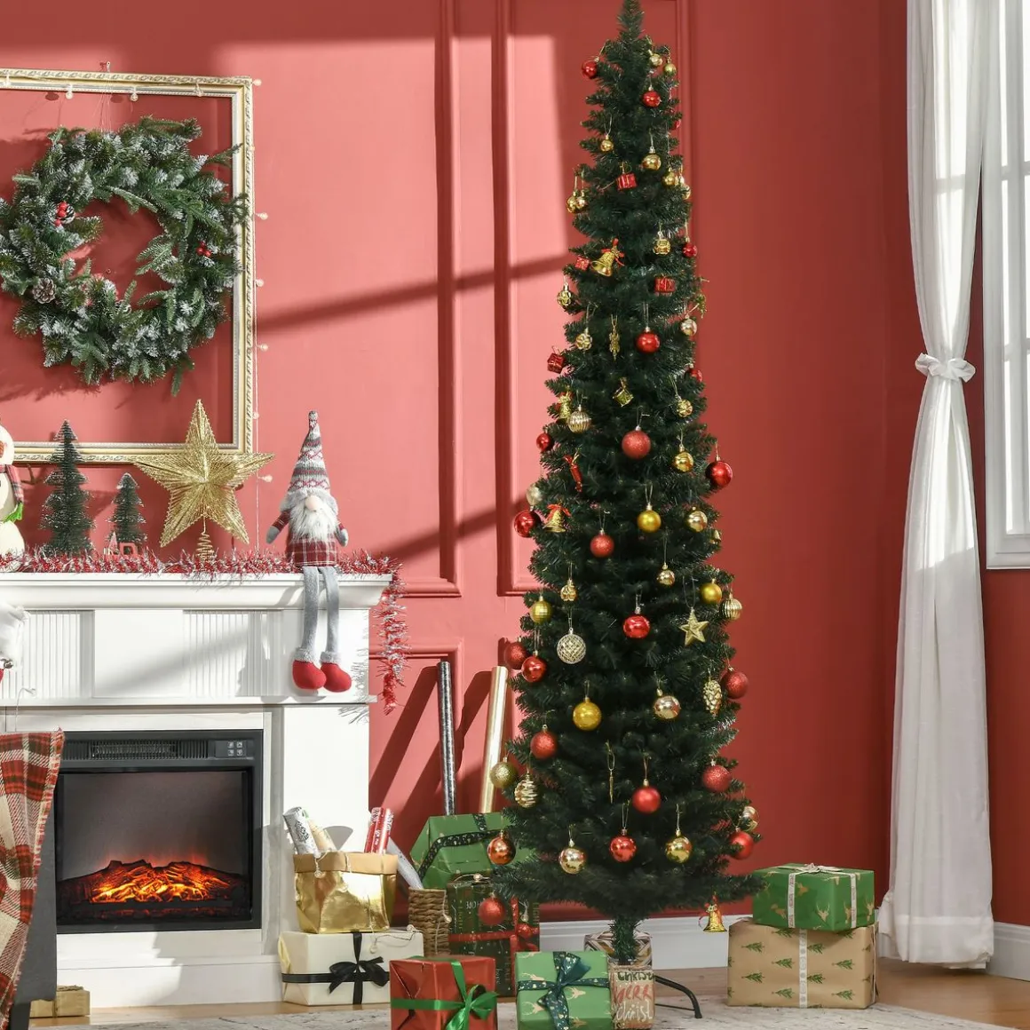 Árbol de Navidad Homcom 510 ramas base plegable verde Ø56x210 cm
