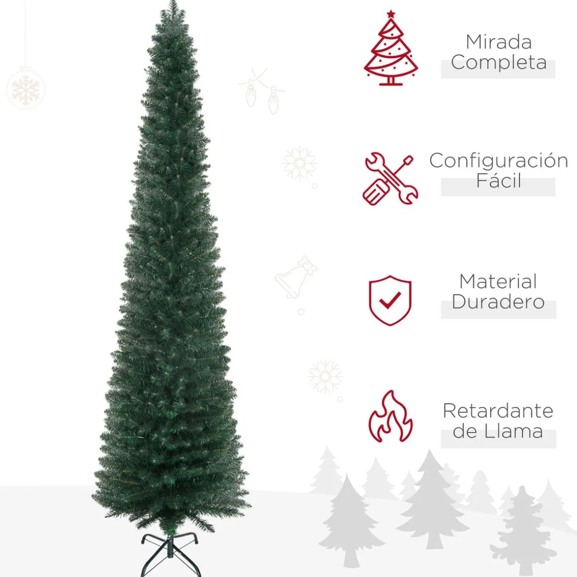 Árbol de Navidad Homcom 510 ramas base plegable verde Ø56x210 cm