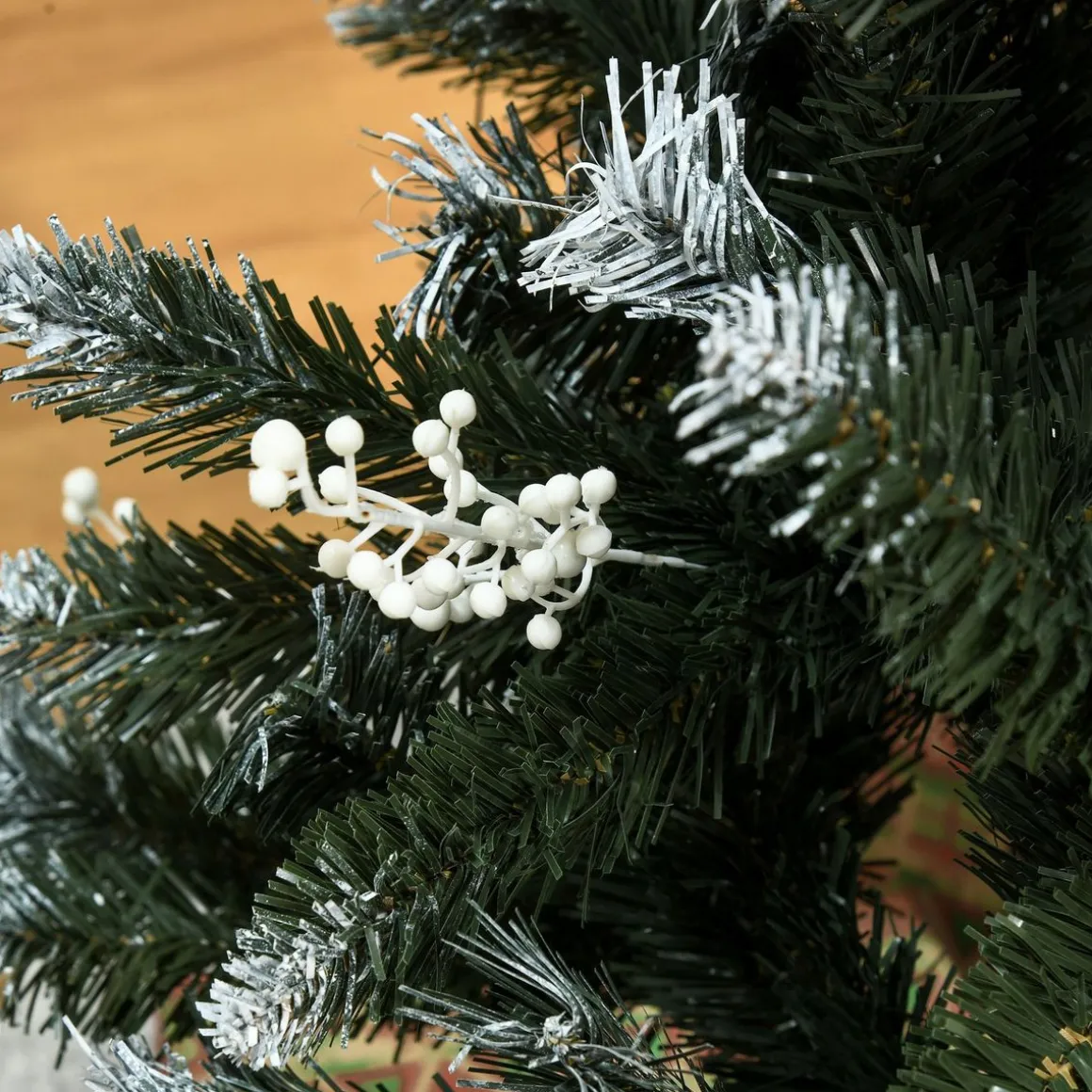 Árbol de Navidad Homcom 222 ramas 28 decoraciones verde 120 cm