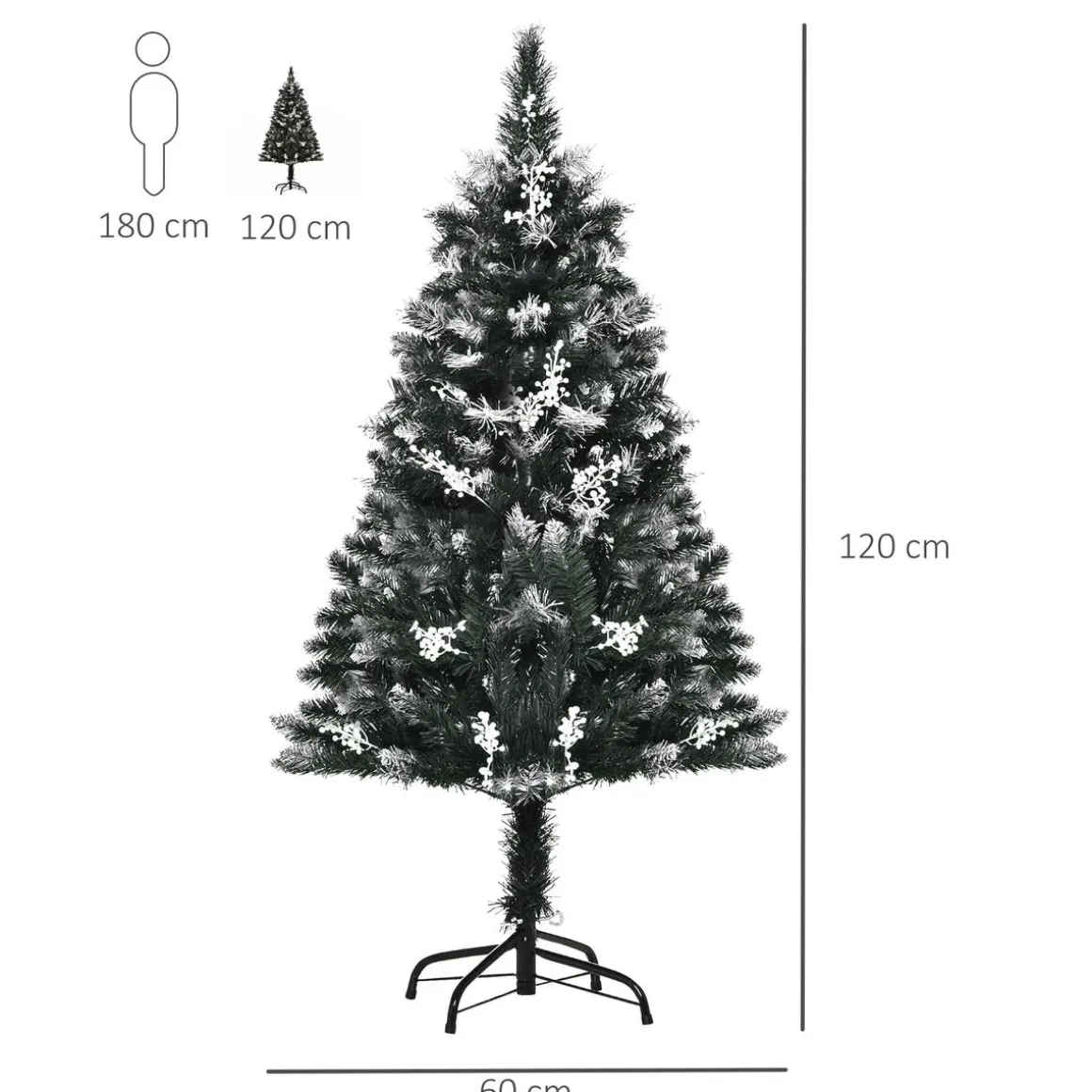 Árbol de Navidad Homcom 222 ramas 28 decoraciones verde 120 cm