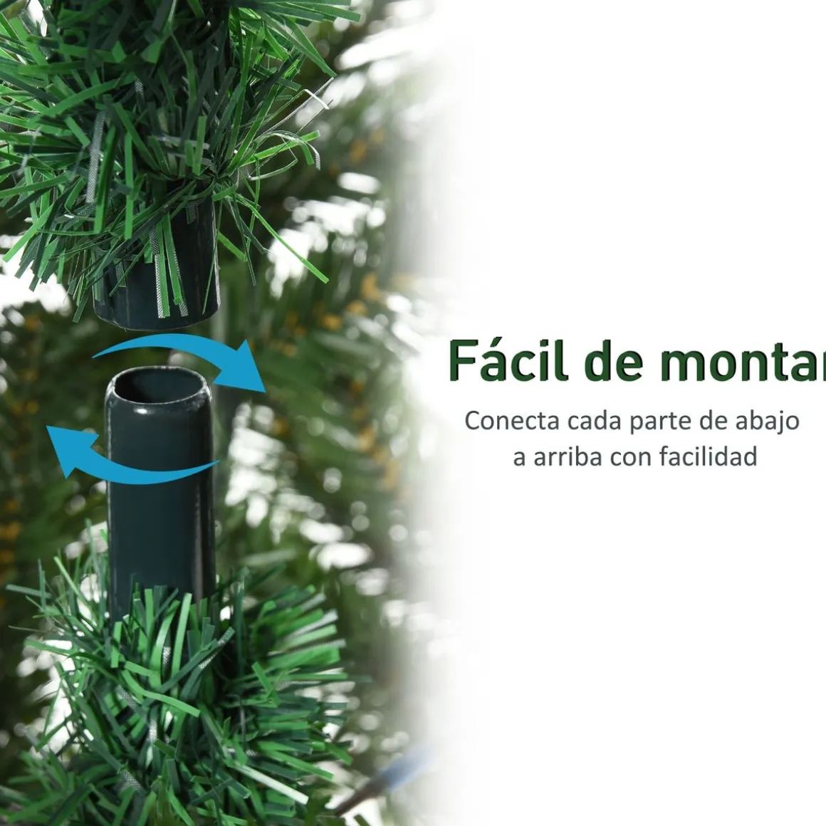 Árbol de Navidad Homcom 934 ramas con base plegable verde Ø105x210 cm