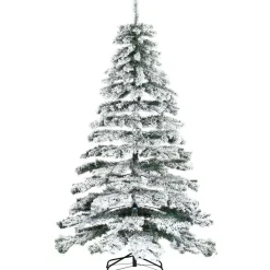 Árbol de Navidad Homcom 1083 ramas efecto nevado verde/blanco Ø140x225 cm