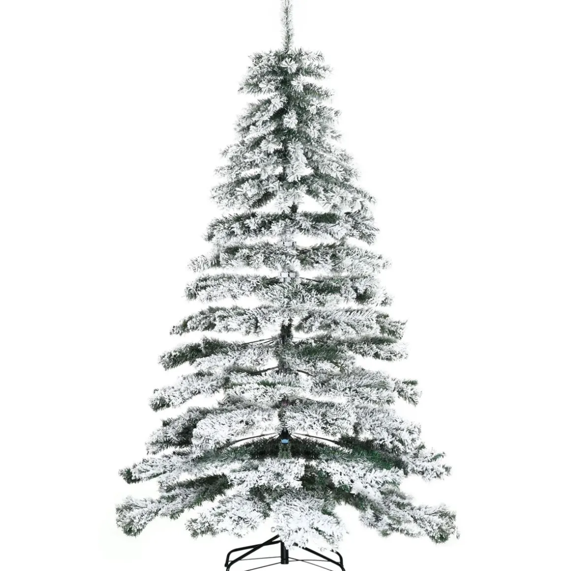 Árbol de Navidad Homcom 1083 ramas efecto nevado verde/blanco Ø140x225 cm