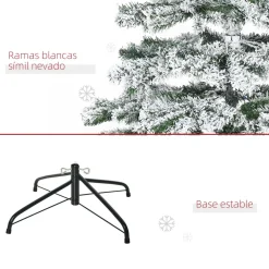 Árbol de Navidad Homcom 1083 ramas efecto nevado verde/blanco Ø140x225 cm