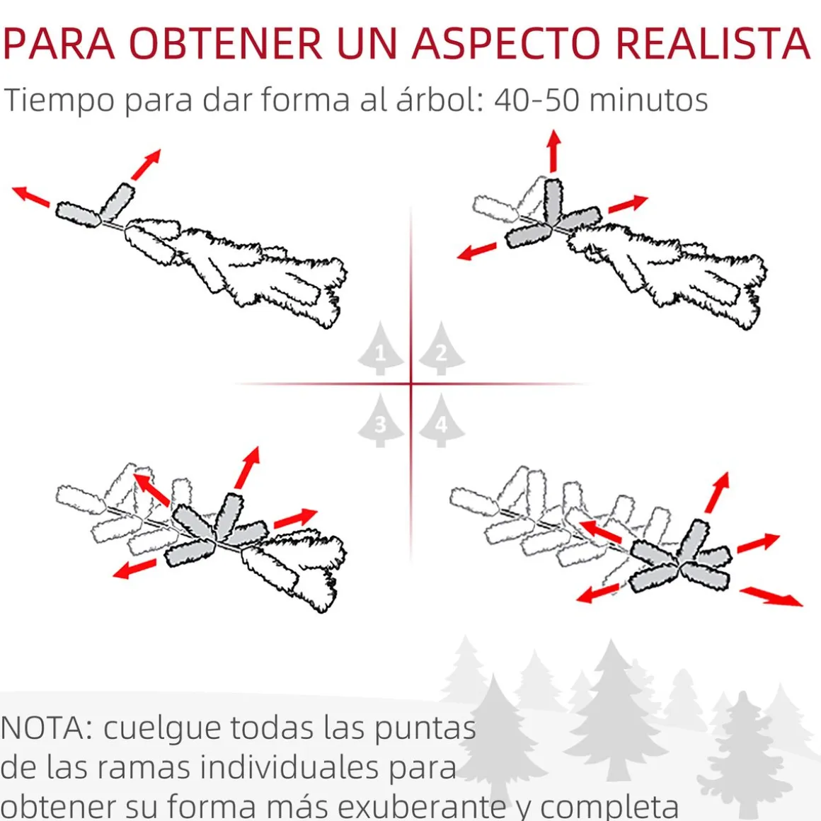 Árbol de Navidad Homcom 1083 ramas efecto nevado verde/blanco Ø140x225 cm