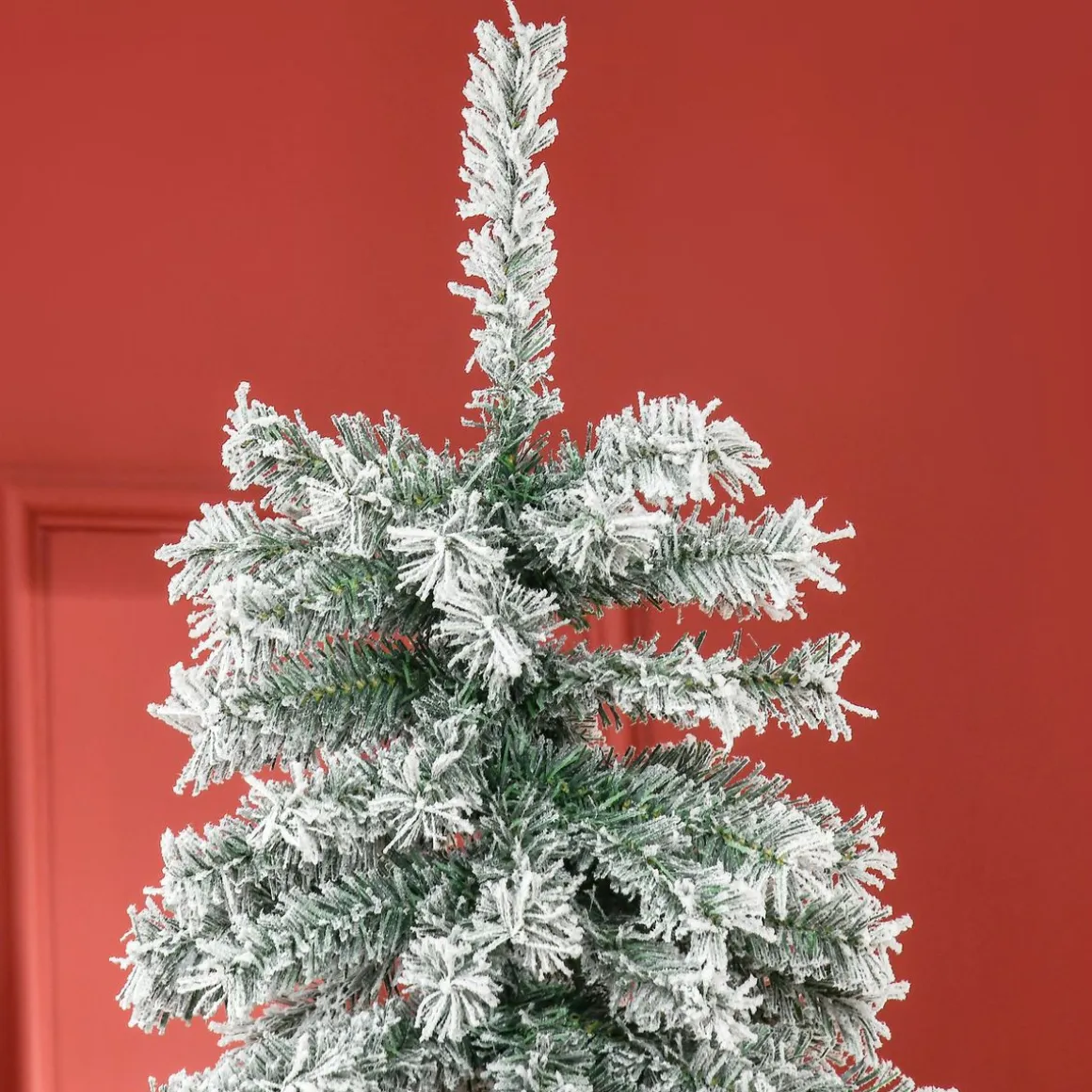 Árbol de Navidad Homcom 1083 ramas efecto nevado verde/blanco Ø140x225 cm