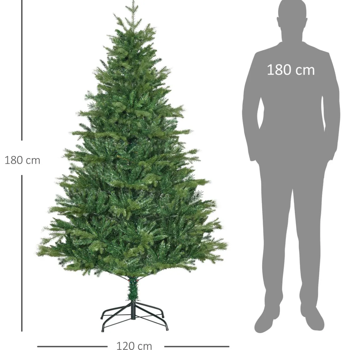 Árbol de Navidad Homcom 1443 ramas con decoración verde Ø120x180 cm