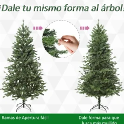 Árbol de Navidad Homcom 696 ramas base plegable verde Ø90x180 cm