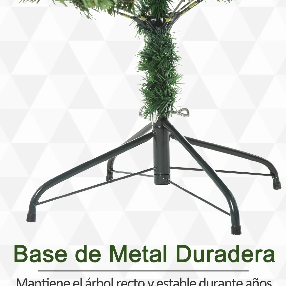 Árbol de Navidad Homcom 696 ramas base plegable verde Ø90x180 cm