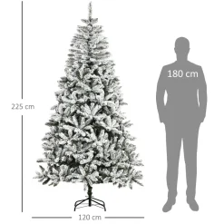 Árbol de Navidad Homcom 1300 ramas efecto nieve blanco/verde Ø120x225 cm