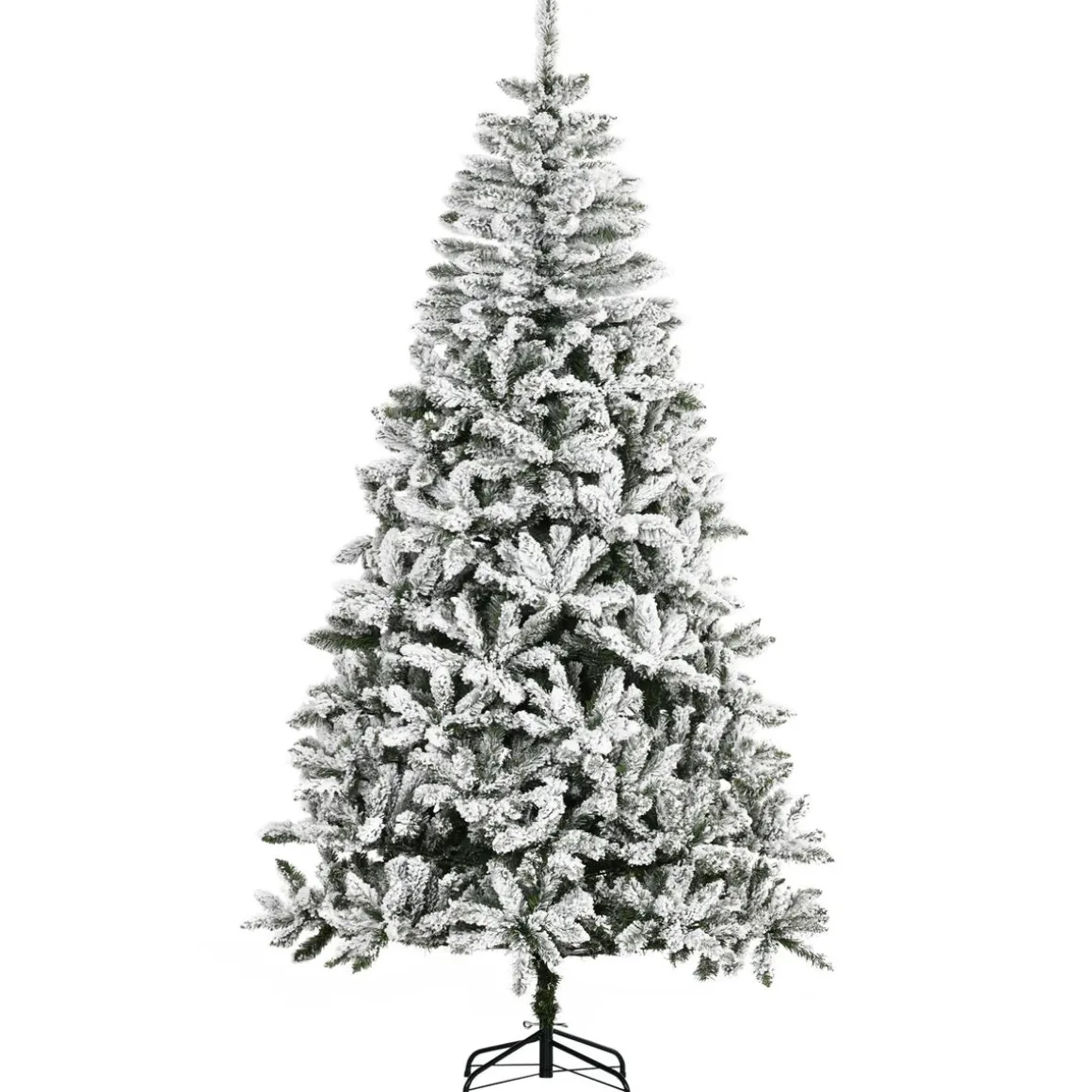 Árbol de Navidad Homcom 1300 ramas efecto nieve blanco/verde Ø120x225 cm