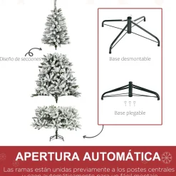 Árbol de Navidad Homcom 1300 ramas efecto nieve blanco/verde Ø120x225 cm