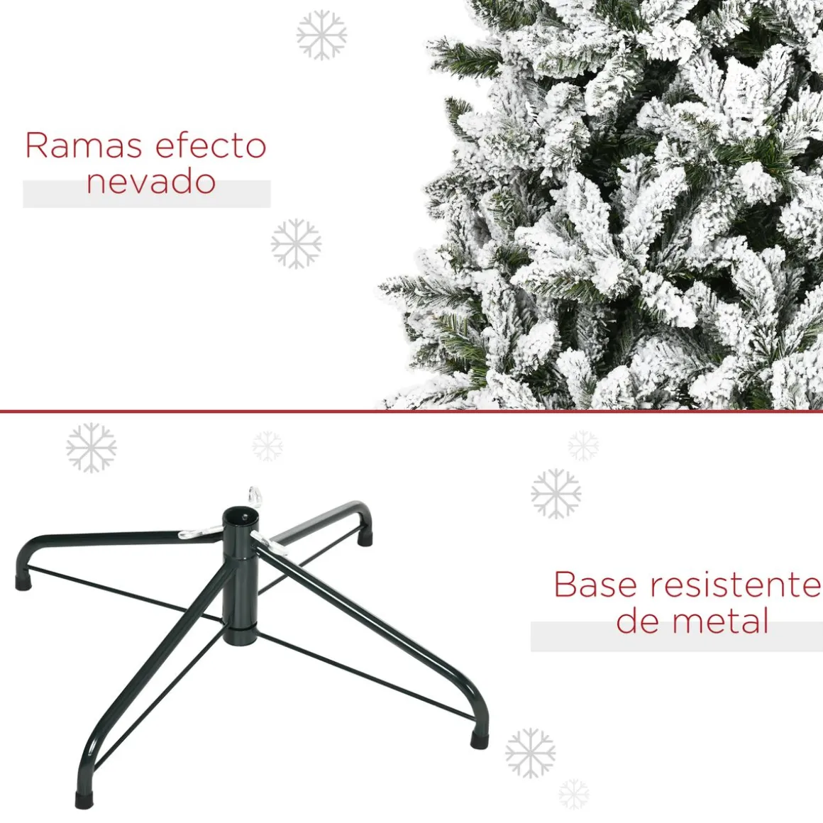 Árbol de Navidad Homcom 1300 ramas efecto nieve blanco/verde Ø120x225 cm