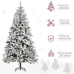 Árbol de Navidad Homcom 1300 ramas efecto nieve blanco/verde Ø120x225 cm