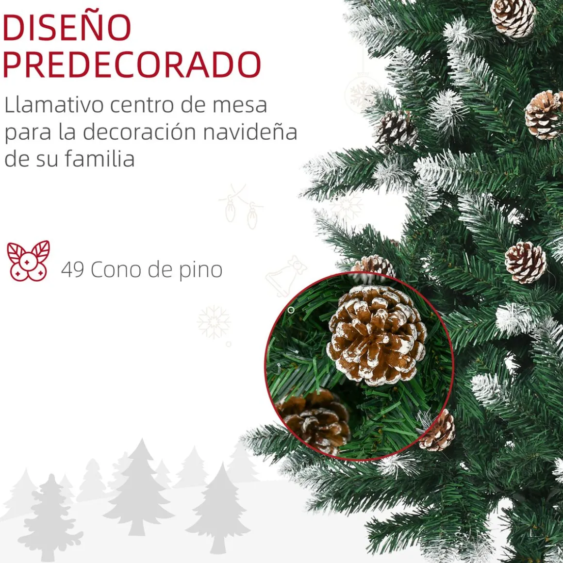 Árbol de Navidad Homcom 508 ramas con decoraciones navideñas verde Ø73x180 cm