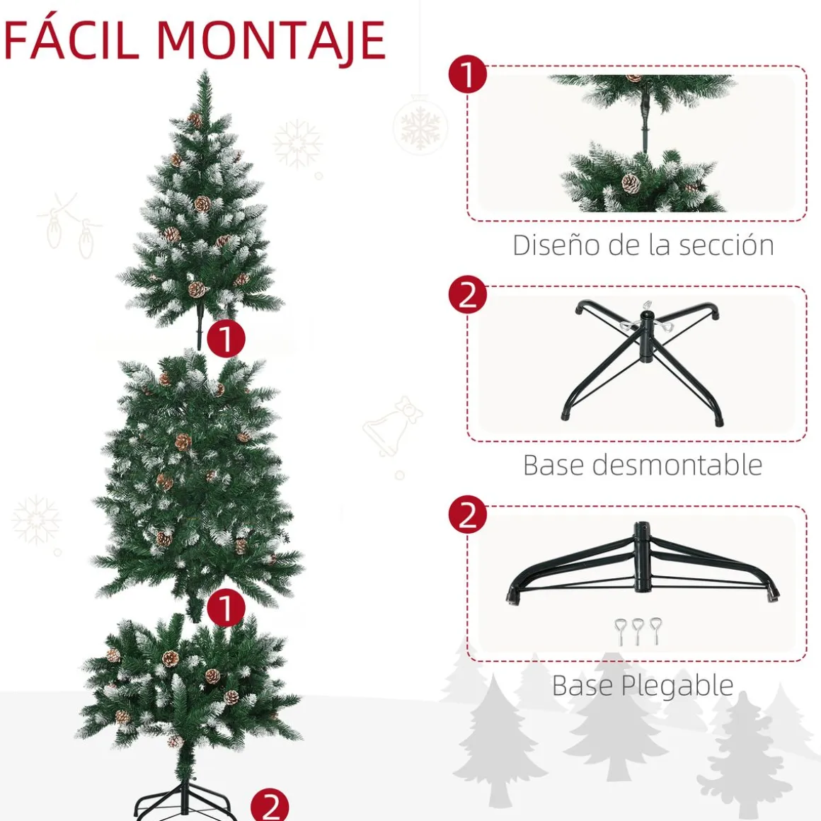 Árbol de Navidad Homcom 508 ramas con decoraciones navideñas verde Ø73x180 cm