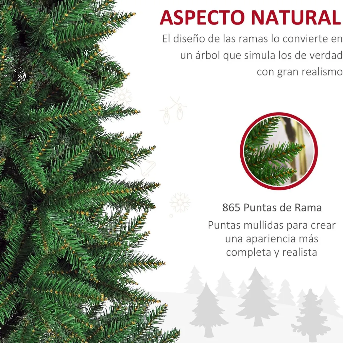 Árbol de Navidad Homcom 865 ramas con soporte verde Ø91x210 cm