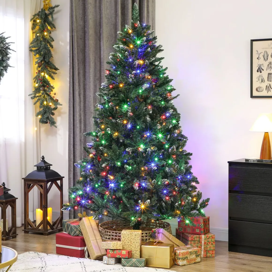 Árbol de Navidad Homcom con luces LED 9 modos de iluminación verde