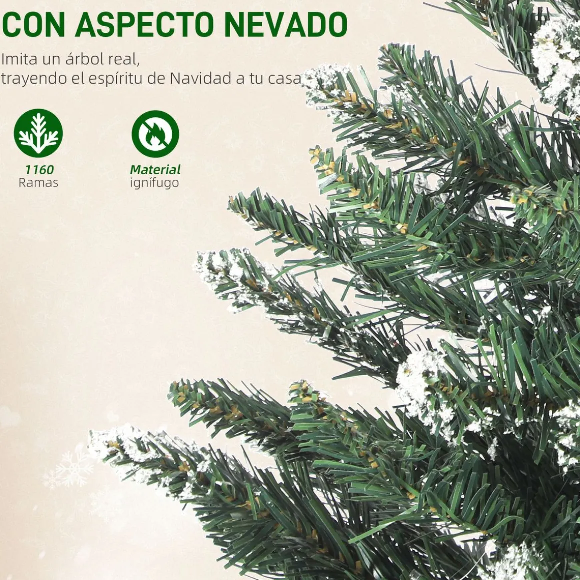 Árbol de Navidad Homcom con luces LED 9 modos de iluminación verde