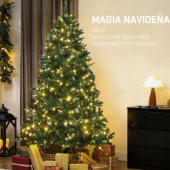 Árbol de Navidad Homcom con luces LED 9 modos de iluminación verde